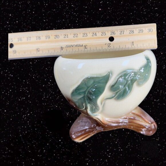 Royal Copley Footed Philodendron Planter Vase Vintage Old Pottery Ceramic 4"Tall - Picture 5 of 11